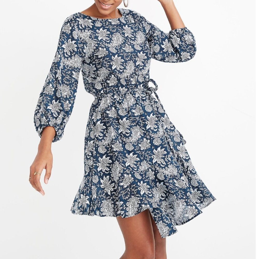 Apiece Apart Sabine Cotton Silk Blend Floral Mini Dress Sz 0